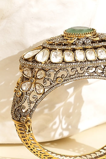 Gold Plated Kundan Polki Openable Kada