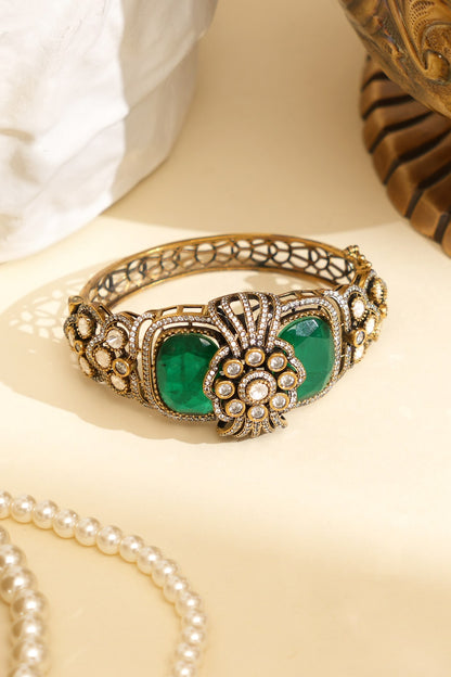 Gold Plated Kundan Polki Openable Kada