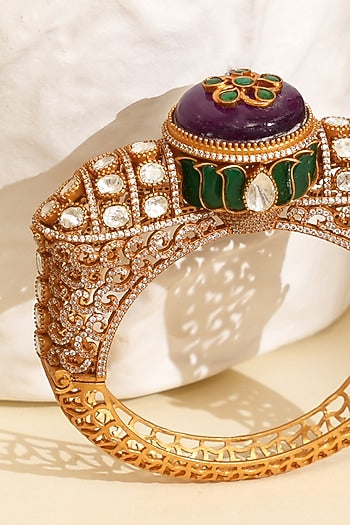 Gold Plated Kundan Polki Openable Kada