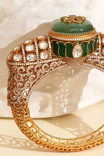 Gold Plated Kundan Polki Openable Kada