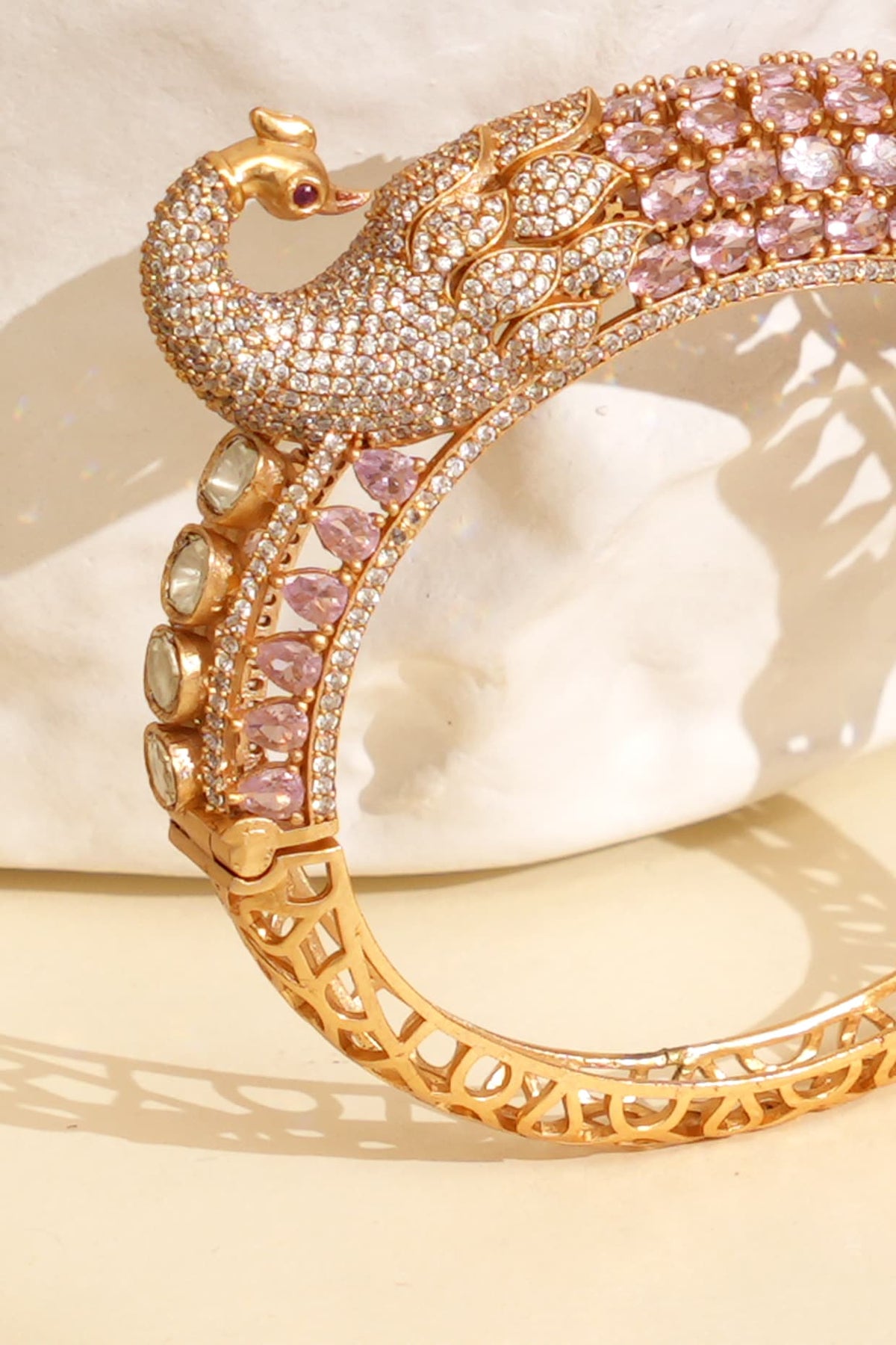 Gold Plated Kundan Polki Openable Kada