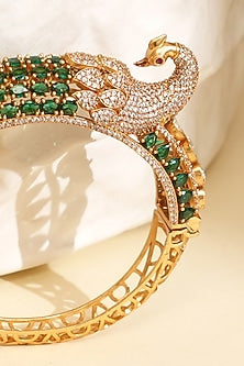 Gold Plated Kundan Polki Openable Peacock Kada