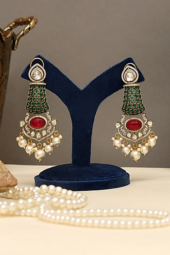 Gold Plated Kundan Polki & Multi-Colored Doublet Stone Necklace Set