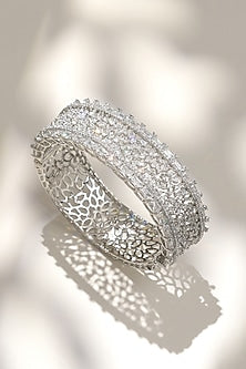 White Finish Diamond Openable Halo Bracelet