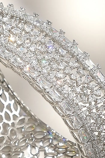 White Finish Diamond Openable Halo Bracelet