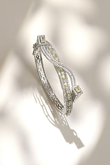 White Finish Diamond & Champagne Stone Bracelet