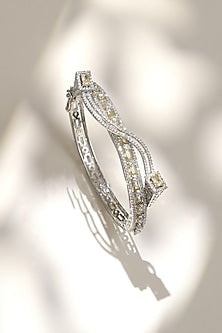 White Finish Diamond & Champagne Stone Bracelet