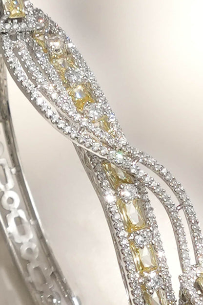 White Finish Diamond & Champagne Stone Bracelet