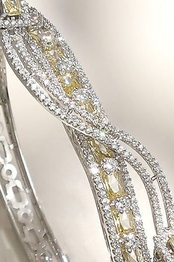 White Finish Diamond & Champagne Stone Bracelet