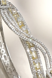 White Finish Diamond & Champagne Stone Bracelet