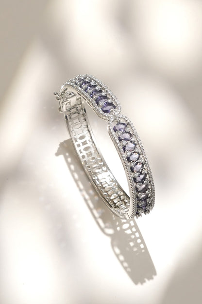 White Finish Diamond & Purple Stone Bracelet