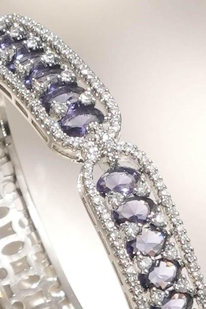 White Finish Diamond & Purple Stone Bracelet