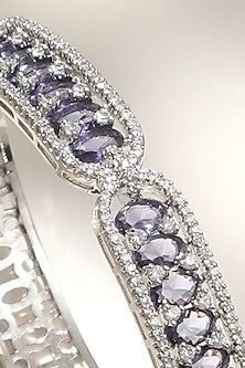 White Finish Diamond & Purple Stone Bracelet