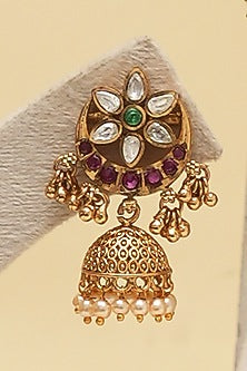 Antique Gold Finish Multi-Colored Kundan Polki Long Necklace Set