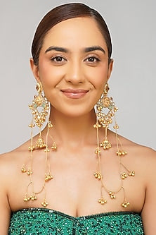 Gold Plated Kundan Polki Dangler Earrings