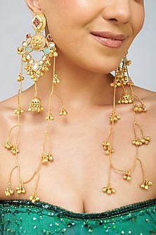 Gold Plated Kundan Polki Dangler Earrings