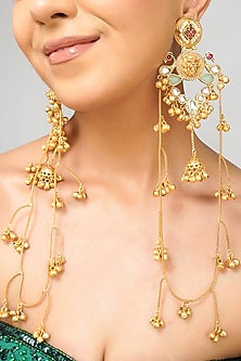Gold Plated Kundan Polki Dangler Earrings