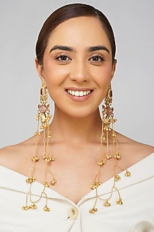 Gold Plated Kundan Polki Dangler Earrings