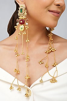 Gold Plated Kundan Polki Dangler Earrings