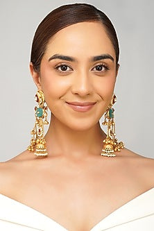Gold Plated Kundan Polki Dangler Earrings