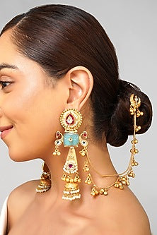 Gold Plated Kundan Polki Dangler Earrings