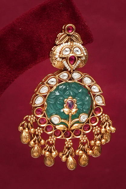 Gold Finish Multi-Colored Kundan Polki Necklace Set