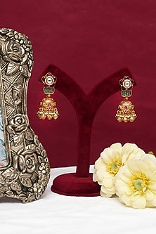 Gold Finish Multi-Colored Kundan Polki & Pearl Necklace Set