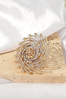 White Rhodium Finish American Diamond Adjustable Ring