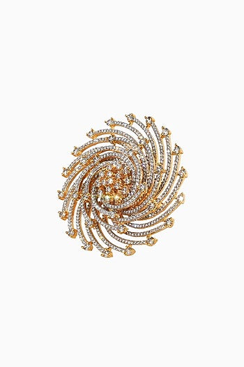 White Rhodium Finish American Diamond Adjustable Ring