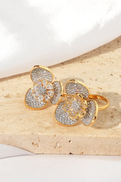 Gold Finish American Diamond Adjustable Ring