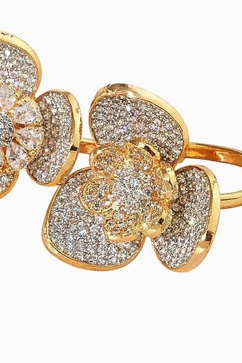 Gold Finish American Diamond Adjustable Ring