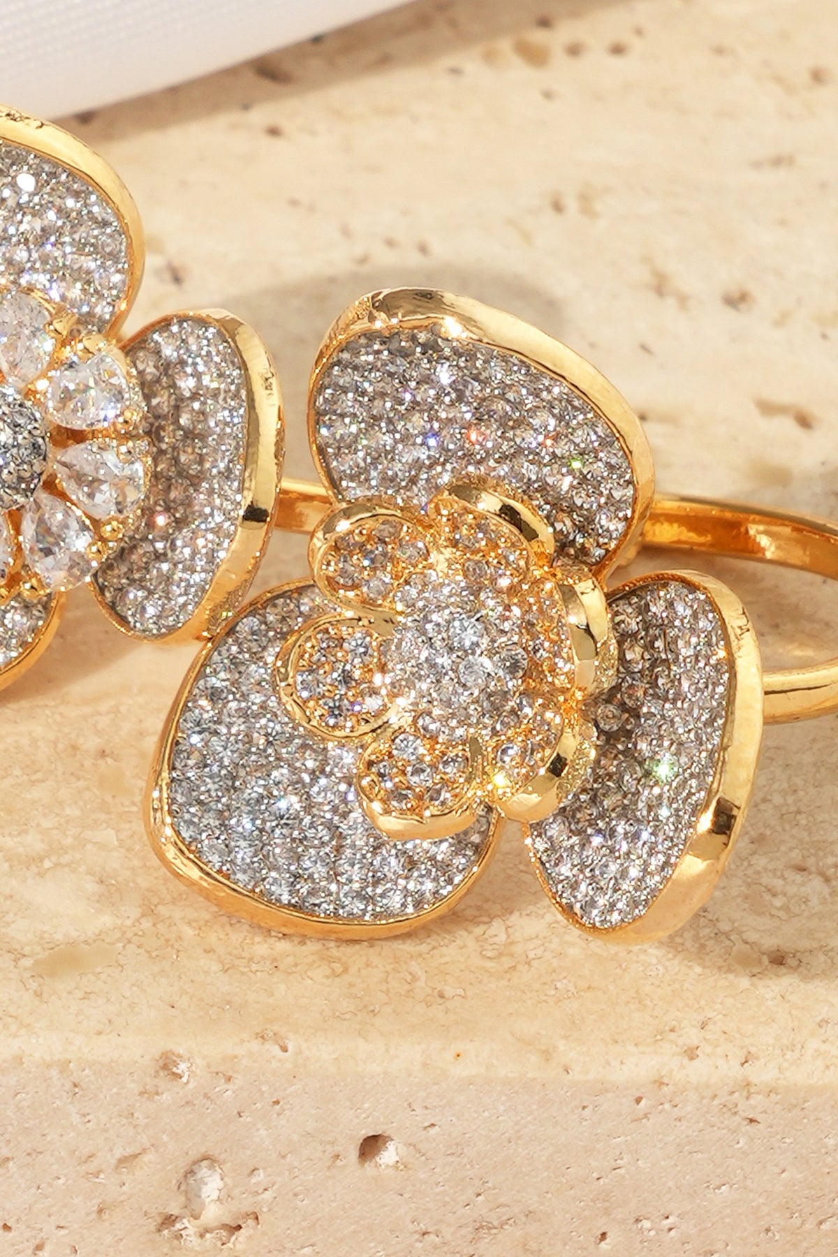 Gold Finish American Diamond Adjustable Ring