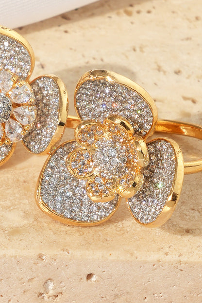 Gold Finish American Diamond Adjustable Ring