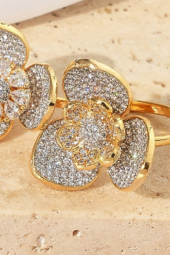 Gold Finish American Diamond Adjustable Ring