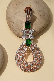 White Rhodium Finish American Diamond Dangler Earrings