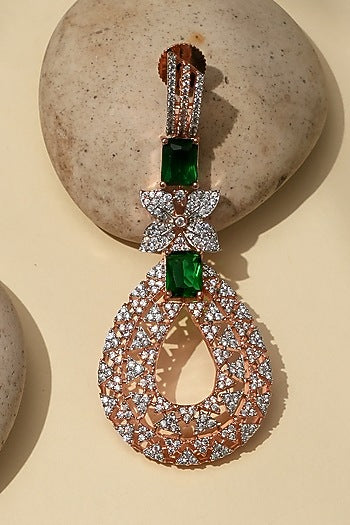 White Rhodium Finish American Diamond Dangler Earrings