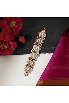 Gold Finish Kundan Polki & Ruby Stone Openable Bracelet
