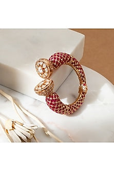 Gold Finish Kundan Stone Openable Kada
