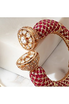 Gold Finish Kundan Stone Openable Kada