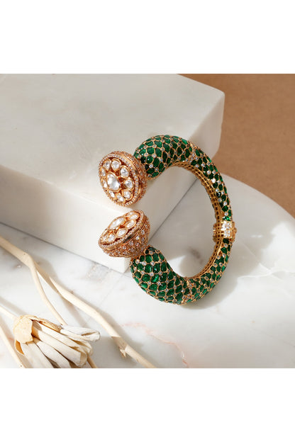 Gold Finish Kundan Stone Openable Kada