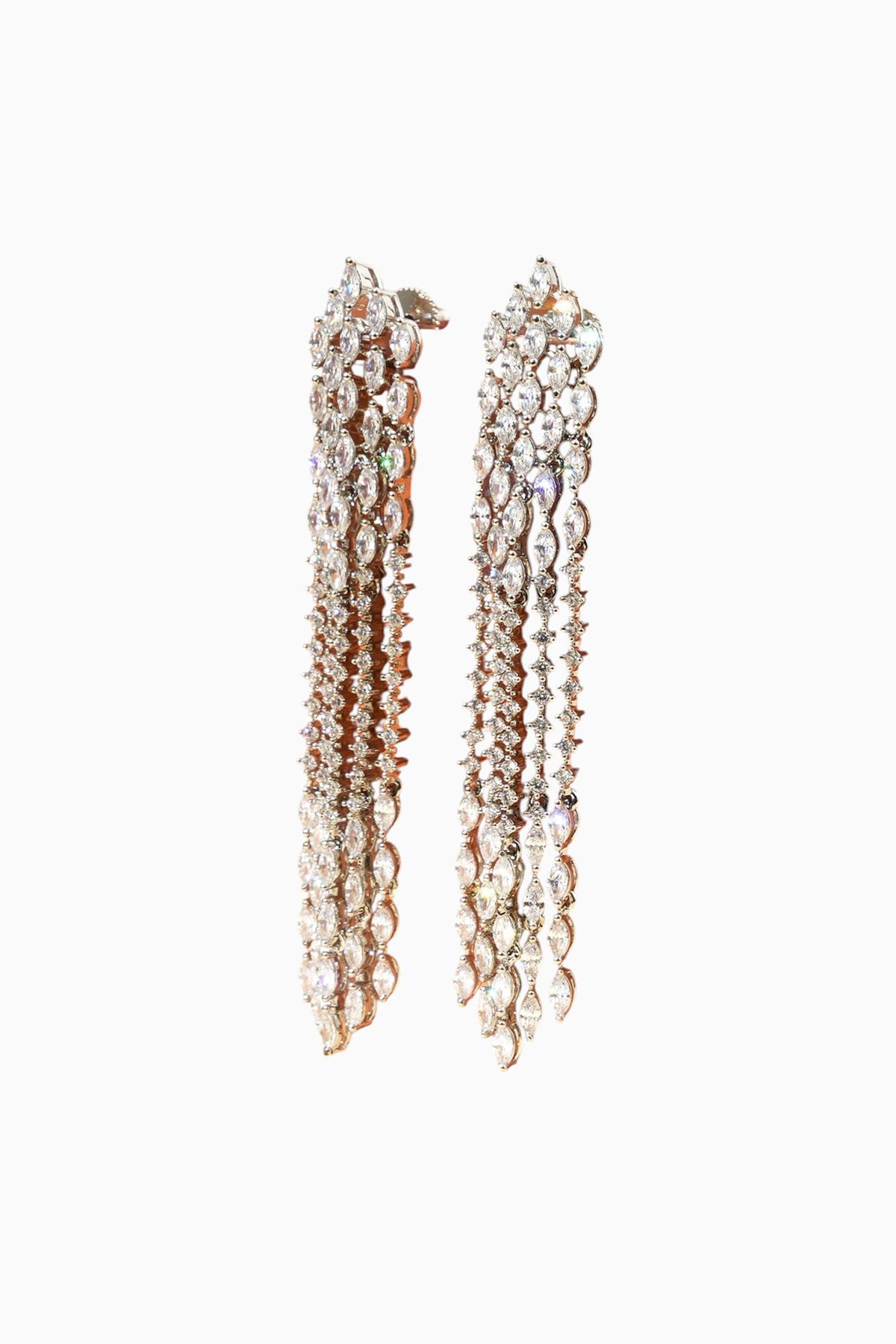 White Rhodium Finish American Diamond Dangler Earrings