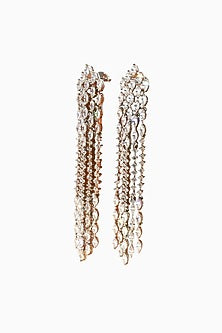 White Rhodium Finish American Diamond Dangler Earrings