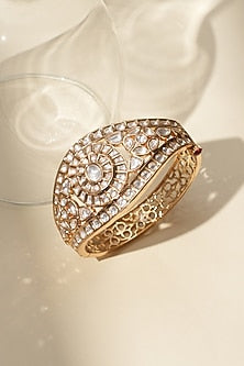 Gold Finish Kundan Polki Bracelet