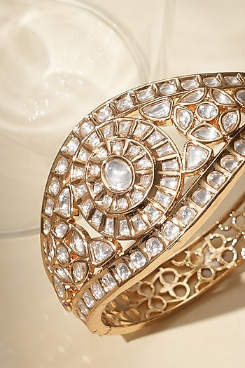 Gold Finish Kundan Polki Bracelet