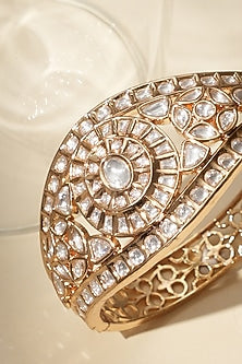 Gold Finish Kundan Polki Bracelet