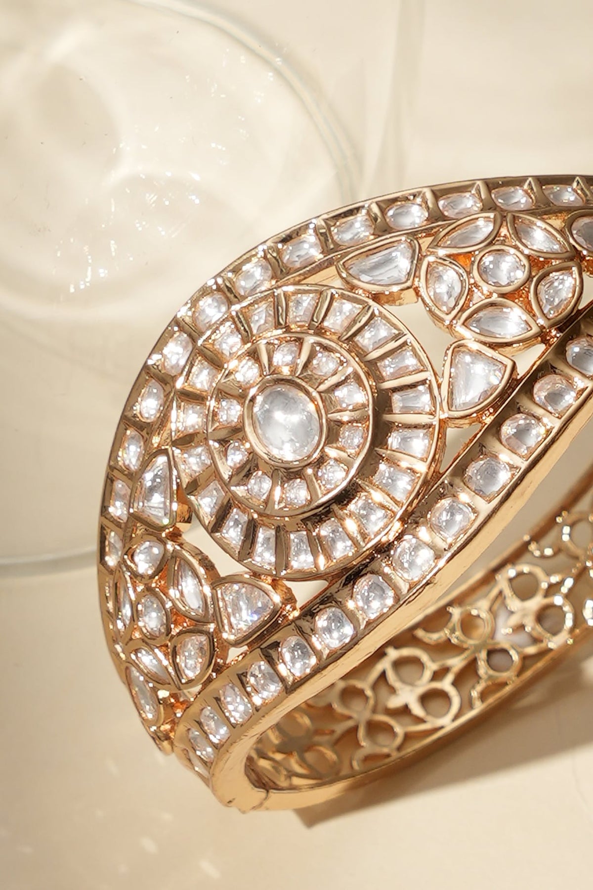 Gold Finish Kundan Polki Bracelet