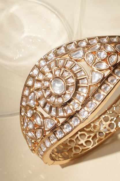 Gold Finish Kundan Polki Bracelet