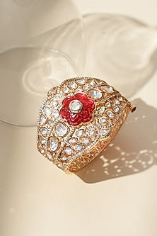 Gold Finish Ruby Stone & Kundan Polki Jadau Bracelet