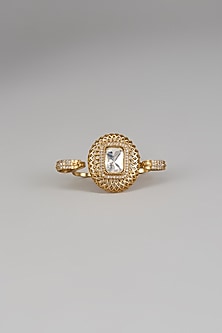 Gold Finish Kundan Polki Ring