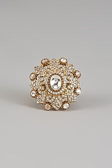 Gold Finish Kundan Polki & Zircon Ring